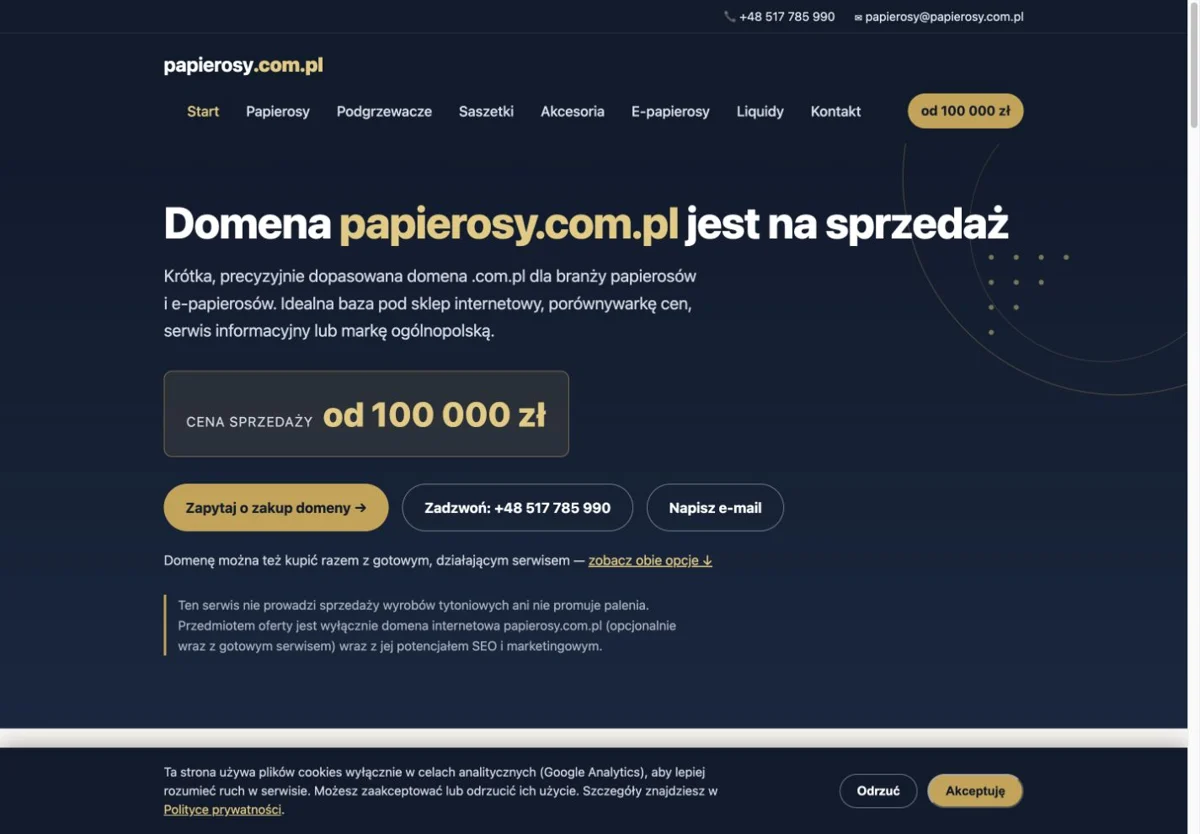 Podgląd strony papierosy.com.pl